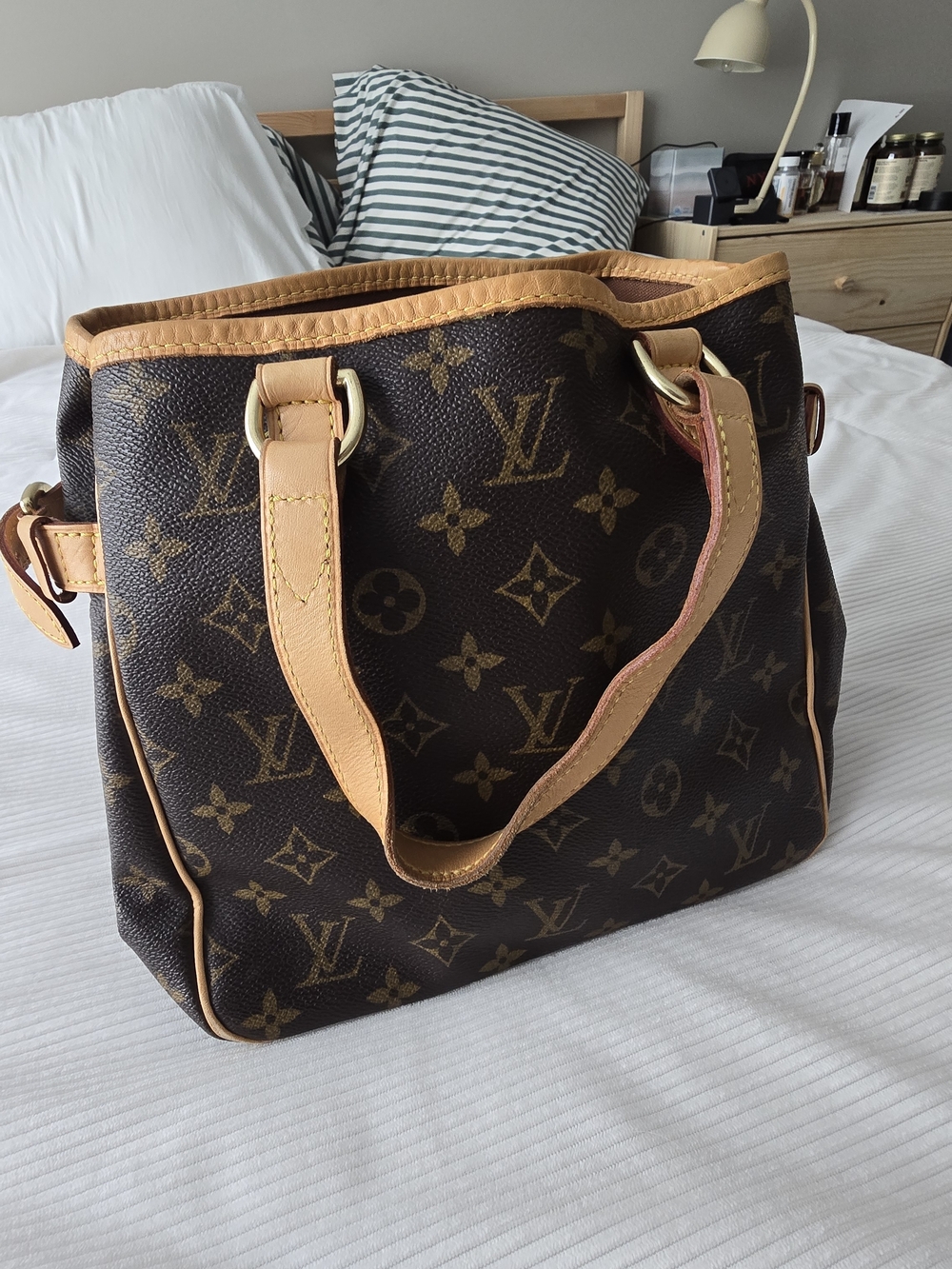 Louis Vuitton Monogram Canvas Shoulder Bag in Brown and Tan